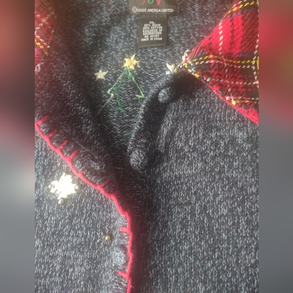 Designers Originals sweater women's vintage cardigan Christmas holiday Blue - Picture 2 of 8